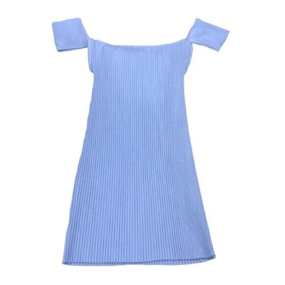 Zara Women’s Skyblue Halter Knot Ribbed Mini Dress Size Large - Picture 5 of 6